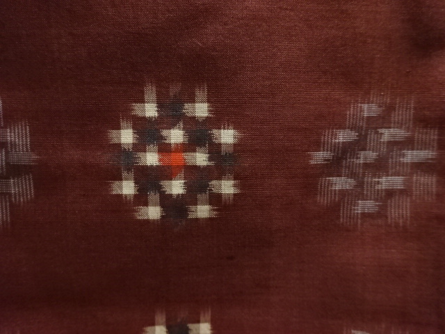 JAPANESE KIMONO / ANTIQUE KIMONO / MEISEN / SILK / WOVEN ABSTRACT PATTERN